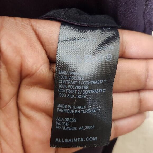 Allsaints Alia Dress Womens 2 Plum High Low Hem Silk Sleeveless Cocktail Party - Picture 6 of 7